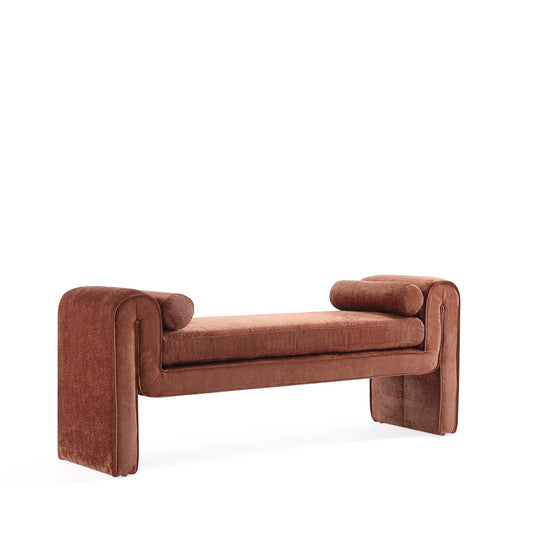 Manhattan Comfort 59" Terracotta Modern Concord Chenille Bench