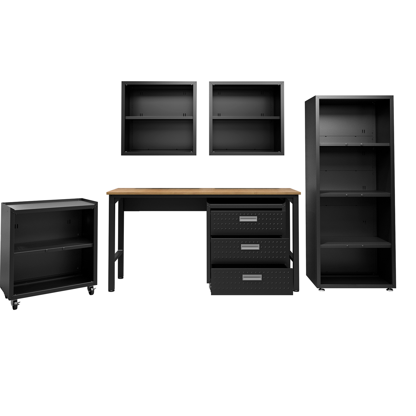 Manhattan Comfort 6-Piece Fortress Textured Garage Storage Set In Charcoal Gray