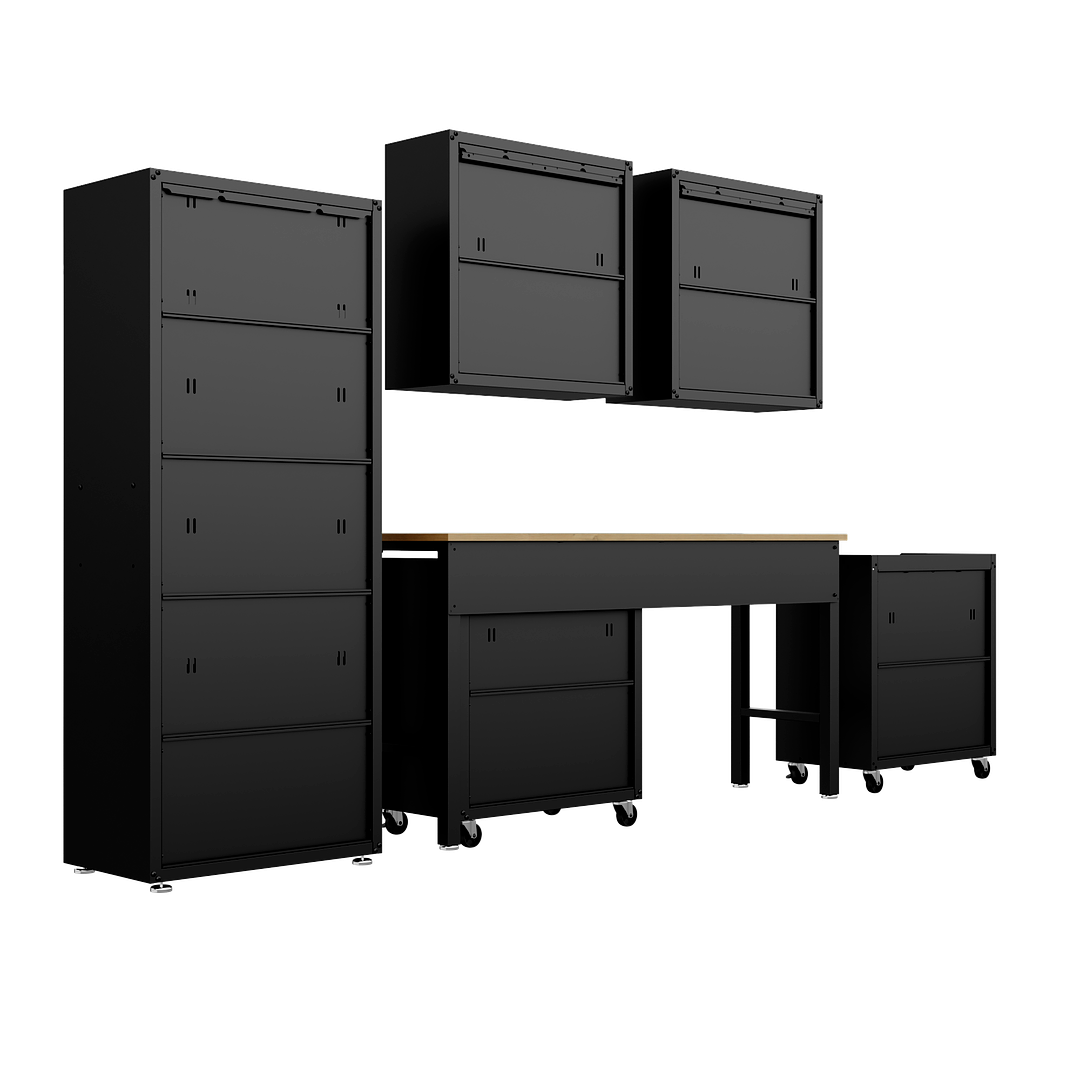 Manhattan Comfort 6-Piece Fortress Textured Garage Storage Set In Charcoal Gray