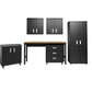 Manhattan Comfort 6-Piece Fortress Textured Garage Storage Set In Charcoal Gray