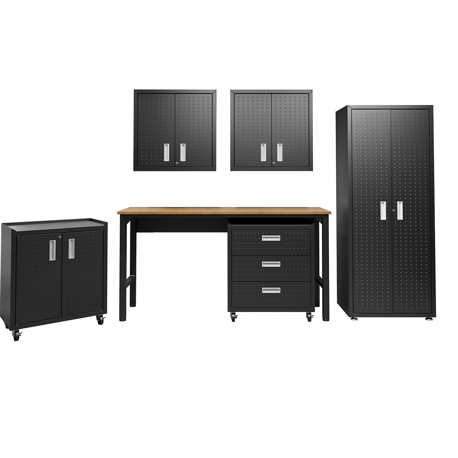 Manhattan Comfort 6-Piece Fortress Textured Garage Storage Set In Charcoal Gray