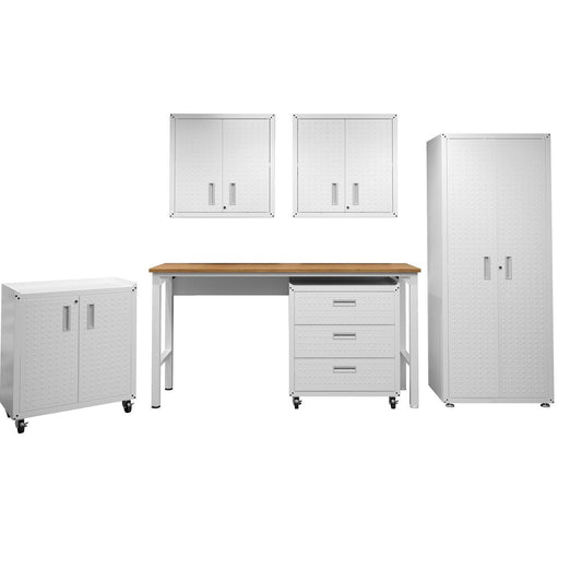Manhattan Comfort 6-Piece Fortress Textured Garage Storage Set In White
