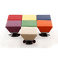 Manhattan Comfort 7-Piece Diamond Swivel Ottoman In Multi Colors of Blue, Red, Purple, Green, Orange, Tan, & Yellow
