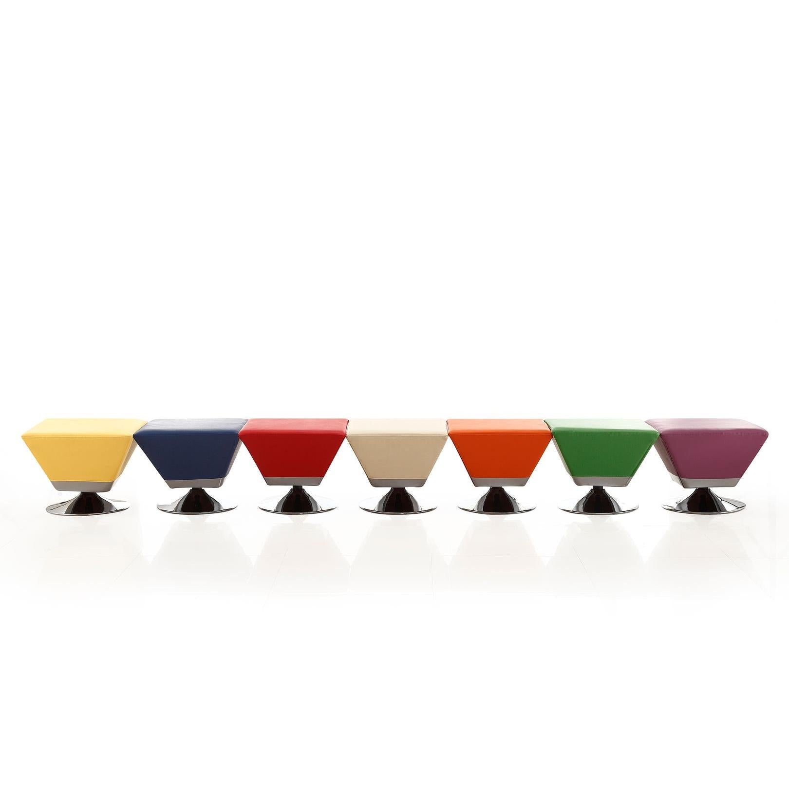 Manhattan Comfort 7-Piece Diamond Swivel Ottoman In Multi Colors of Blue, Red, Purple, Green, Orange, Tan, & Yellow