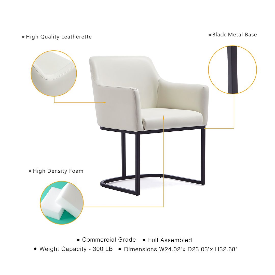 Manhattan Comfort 8-Piece Serena Cream Upholstered Dining Armchair
