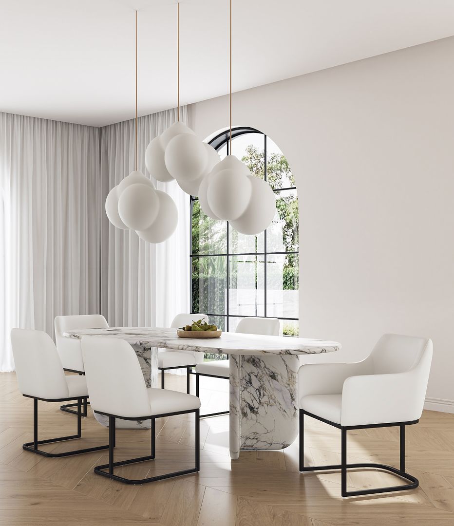 Manhattan Comfort 8-Piece Serena Cream Upholstered Dining Armchair