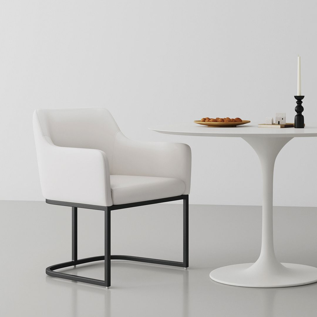 Manhattan Comfort 8-Piece Serena Cream Upholstered Dining Armchair