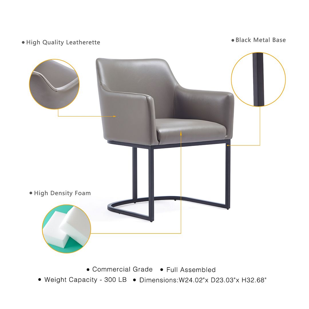 Manhattan Comfort 8-Piece Serena Gray Upholstered Dining Armchair