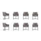 Manhattan Comfort 8-Piece Serena Gray Upholstered Dining Armchair