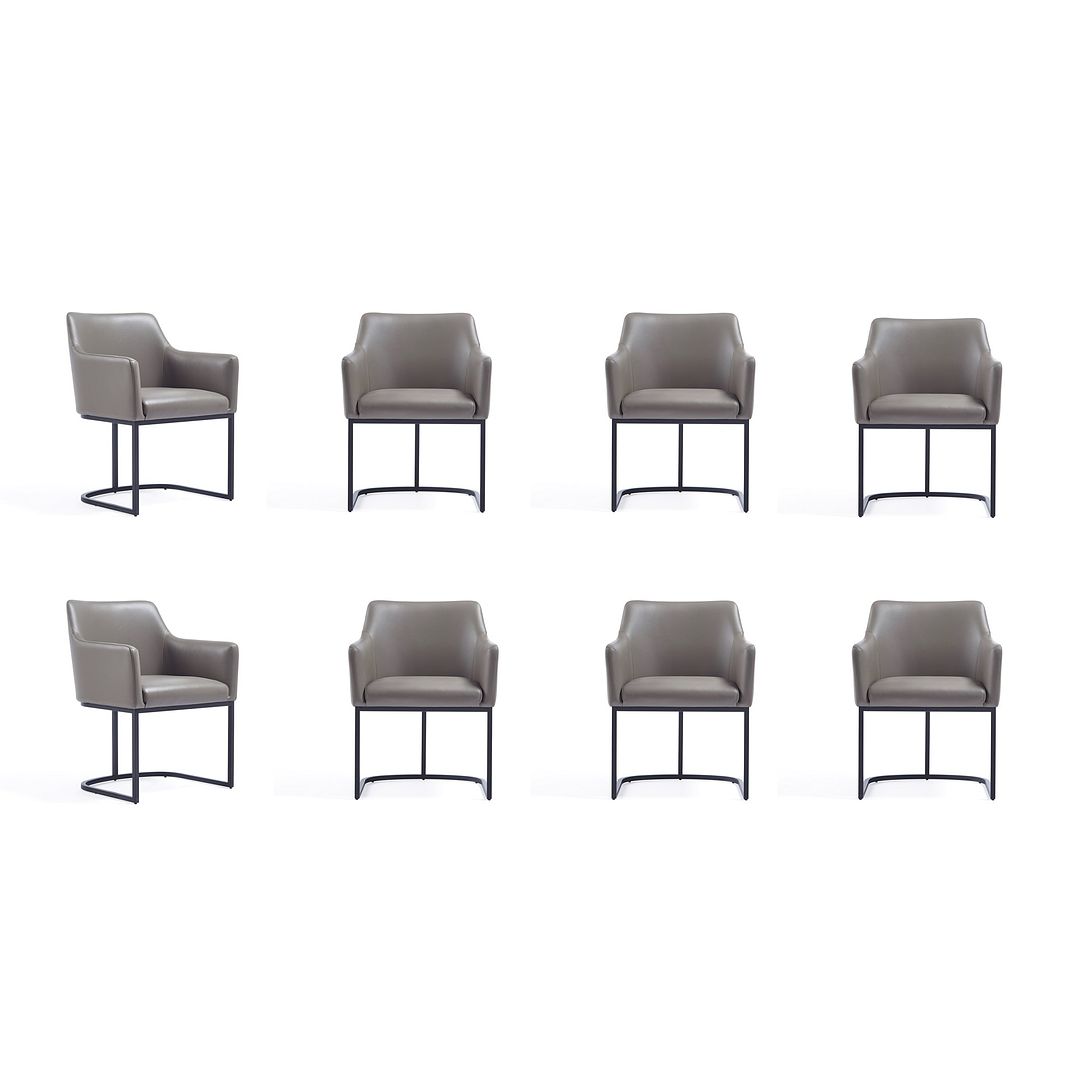 Manhattan Comfort 8-Piece Serena Gray Upholstered Dining Armchair