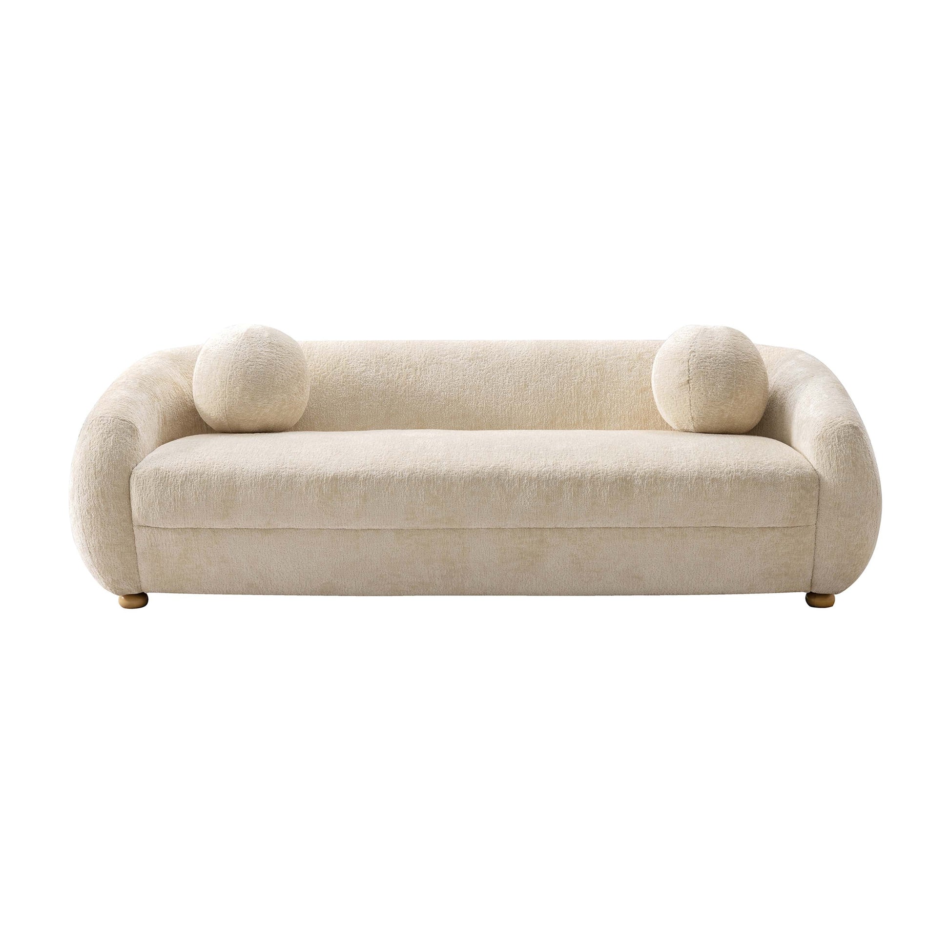 Manhattan Comfort 86" Cream Modern Tribeca Chenille Accent Sofa