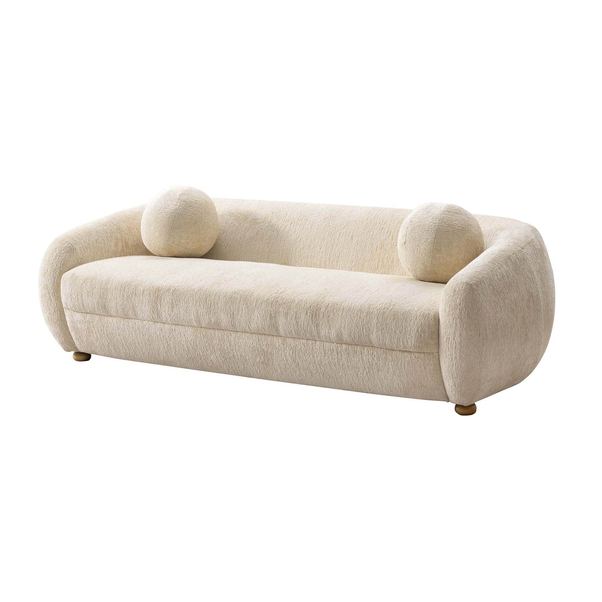 Manhattan Comfort 86" Cream Modern Tribeca Chenille Accent Sofa
