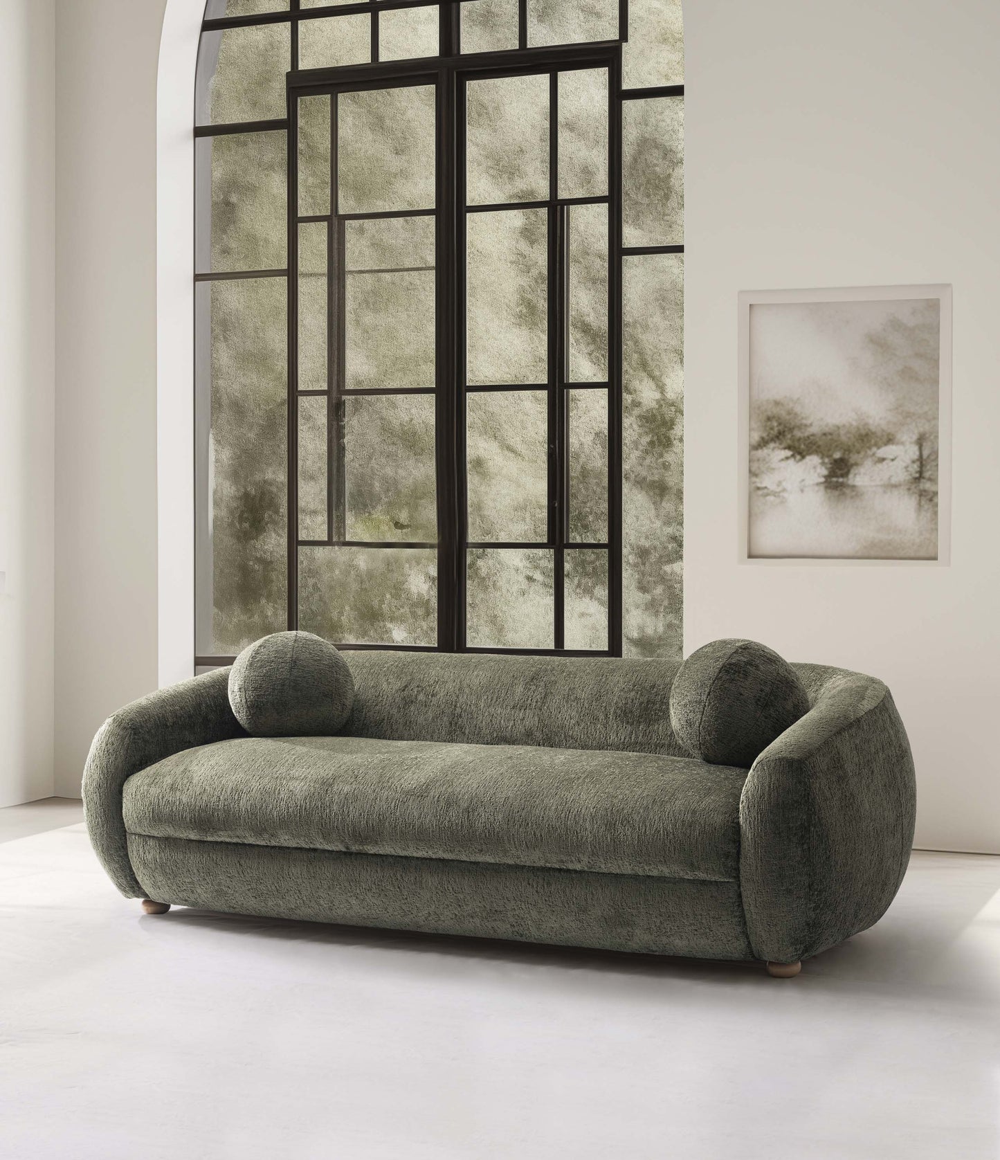 Manhattan Comfort 86" Olive Green Modern Tribeca Chenille Accent Sofa