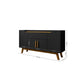 Manhattan Comfort Addie 54" Sideboard With 5 Shelves In Matte Black & Cinnamon