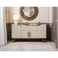 Manhattan Comfort Addie 54" Sideboard With 5 Shelves In Off White & Cinnamon
