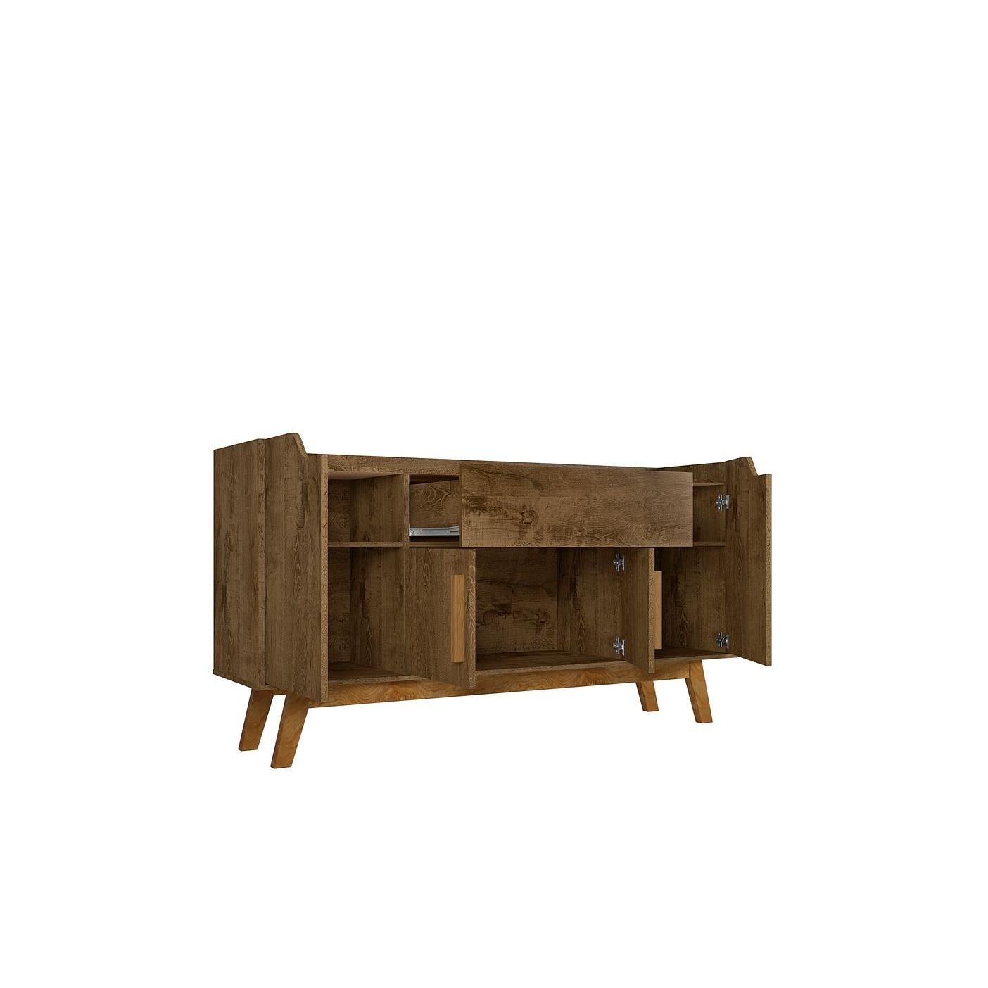 Manhattan Comfort Addie 54" Sideboard With 5 Shelves In Rustic Brown