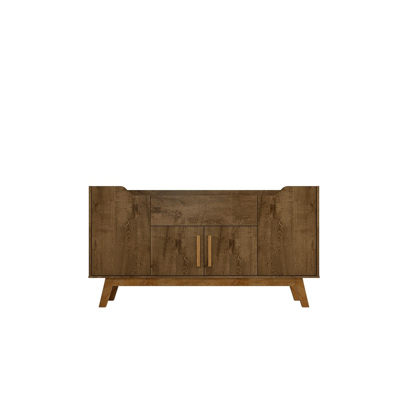 Manhattan Comfort Addie 54" Sideboard With 5 Shelves In Rustic Brown