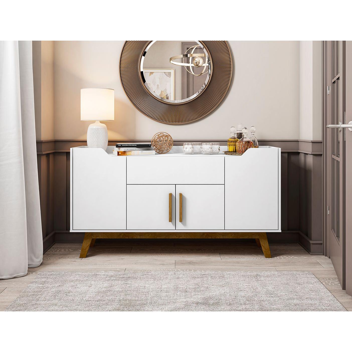 Manhattan Comfort Addie 54" Sideboard With 5 Shelves In White