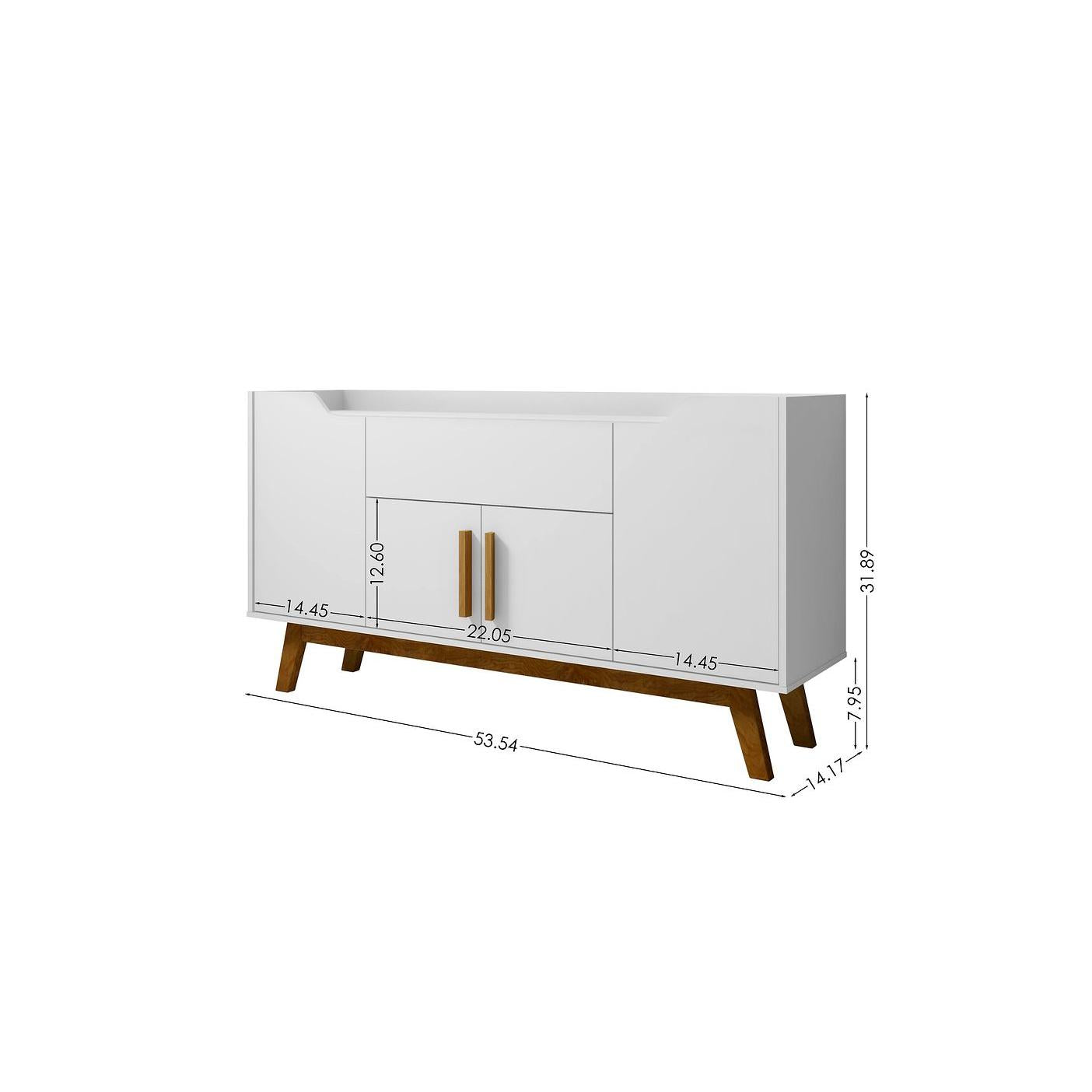Manhattan Comfort Addie 54" Sideboard With 5 Shelves In White