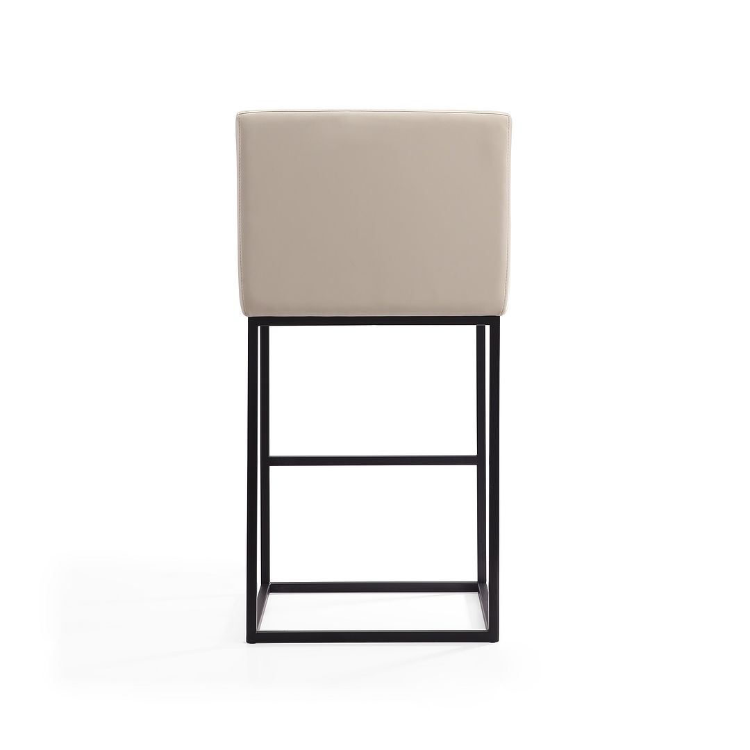 Manhattan Comfort Ambassador 42"H Cream & Black Metal Barstool