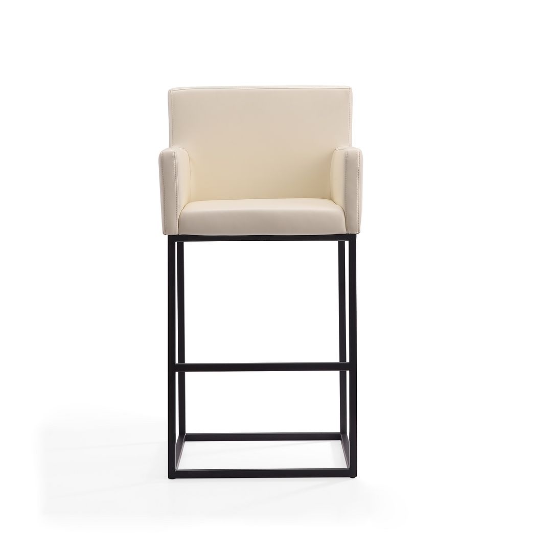 Manhattan Comfort Ambassador 42"H Cream & Black Metal Barstool