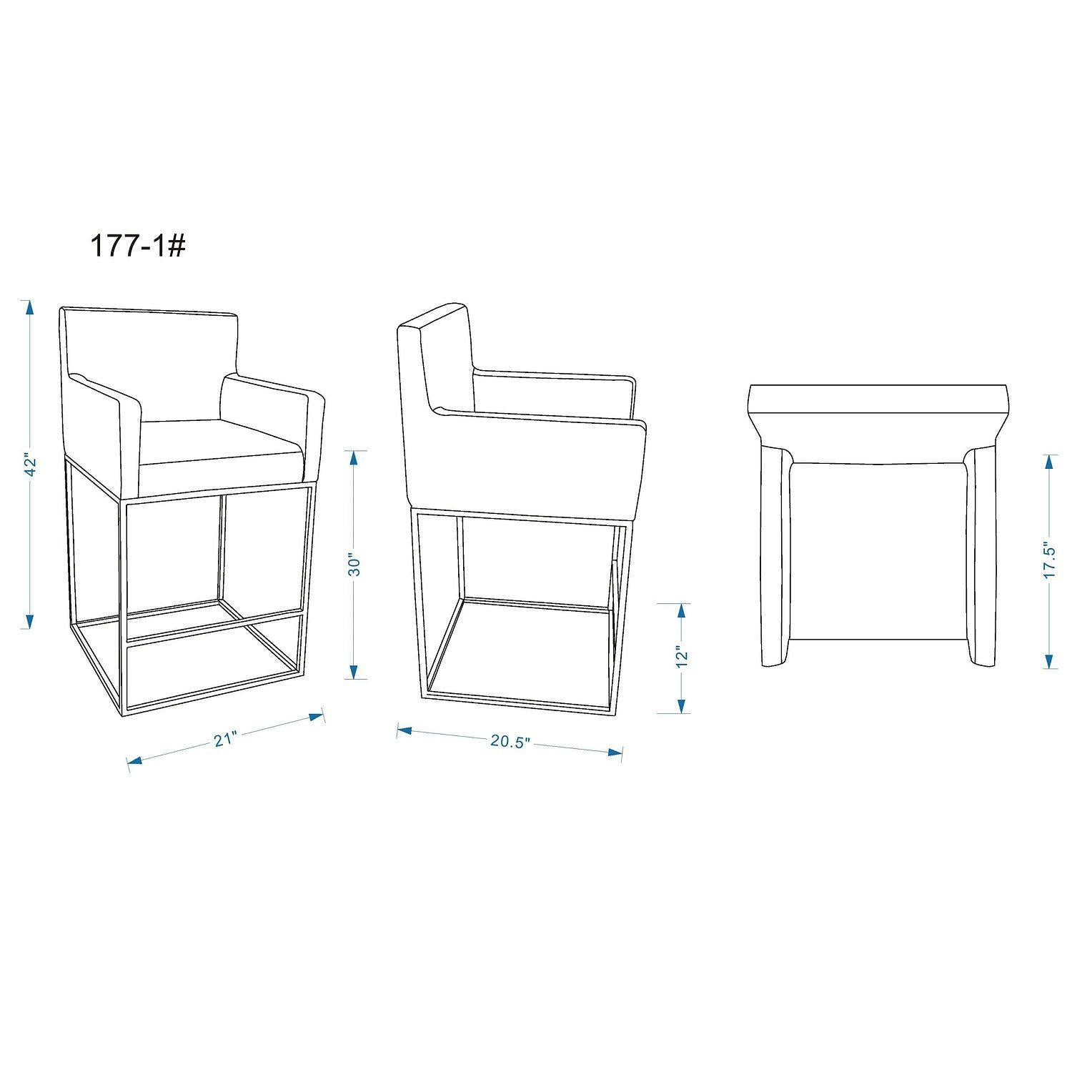 Manhattan Comfort Ambassador 42"H Cream & Black Metal Barstool
