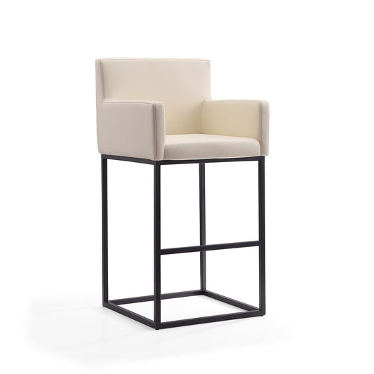 Manhattan Comfort Ambassador 42"H Cream & Black Metal Barstool