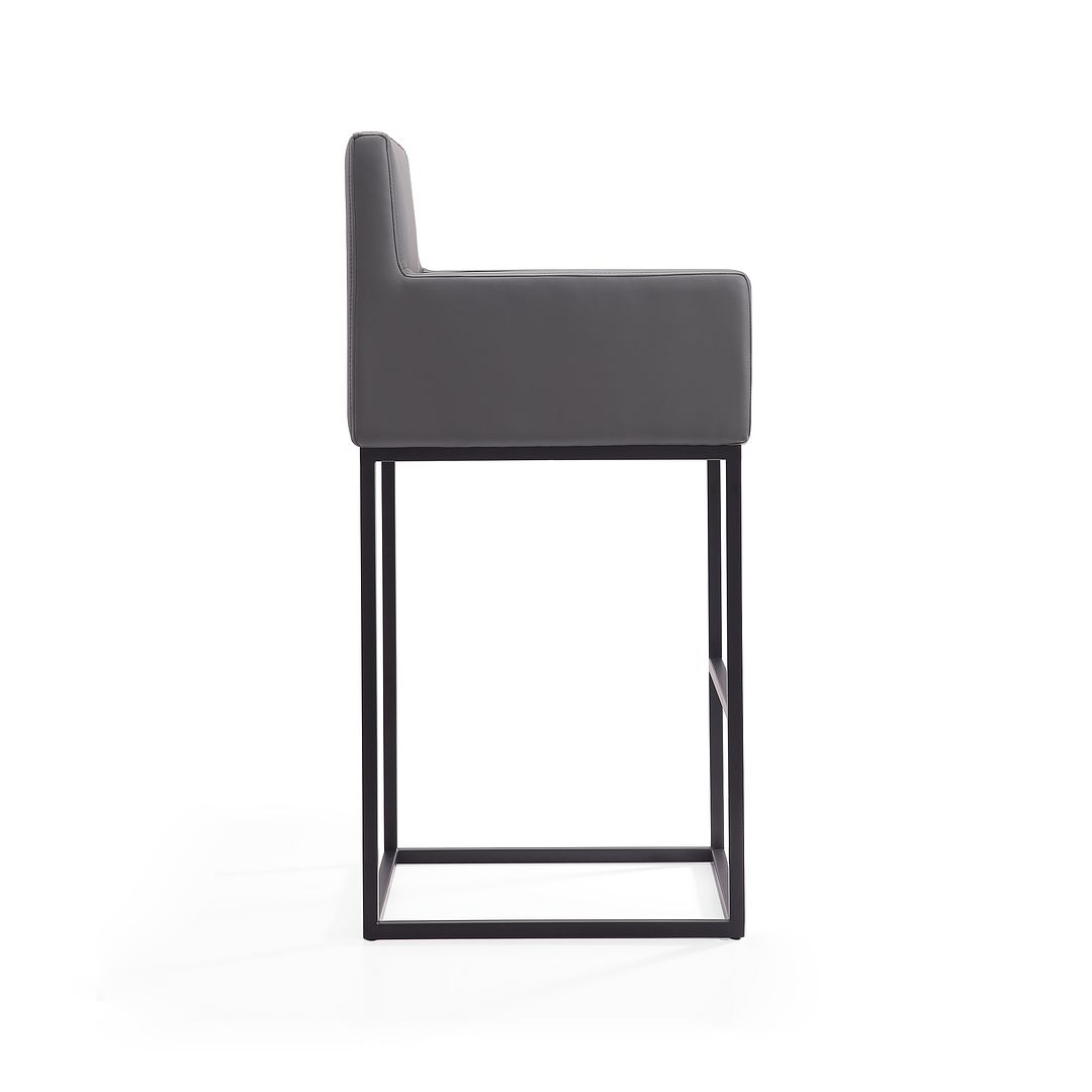 Manhattan Comfort Ambassador 42"H Gray & Black Metal Barstool