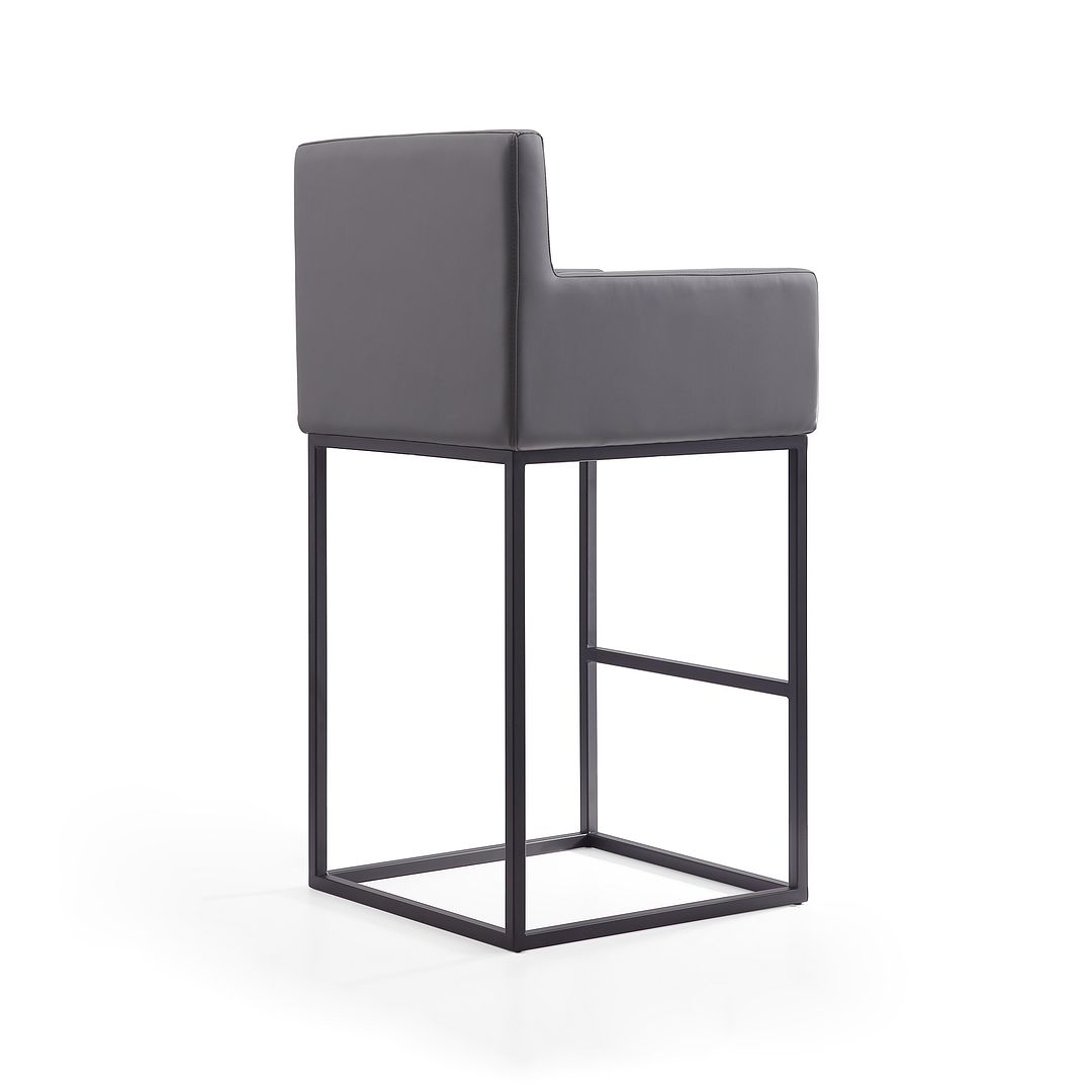 Manhattan Comfort Ambassador 42"H Gray & Black Metal Barstool