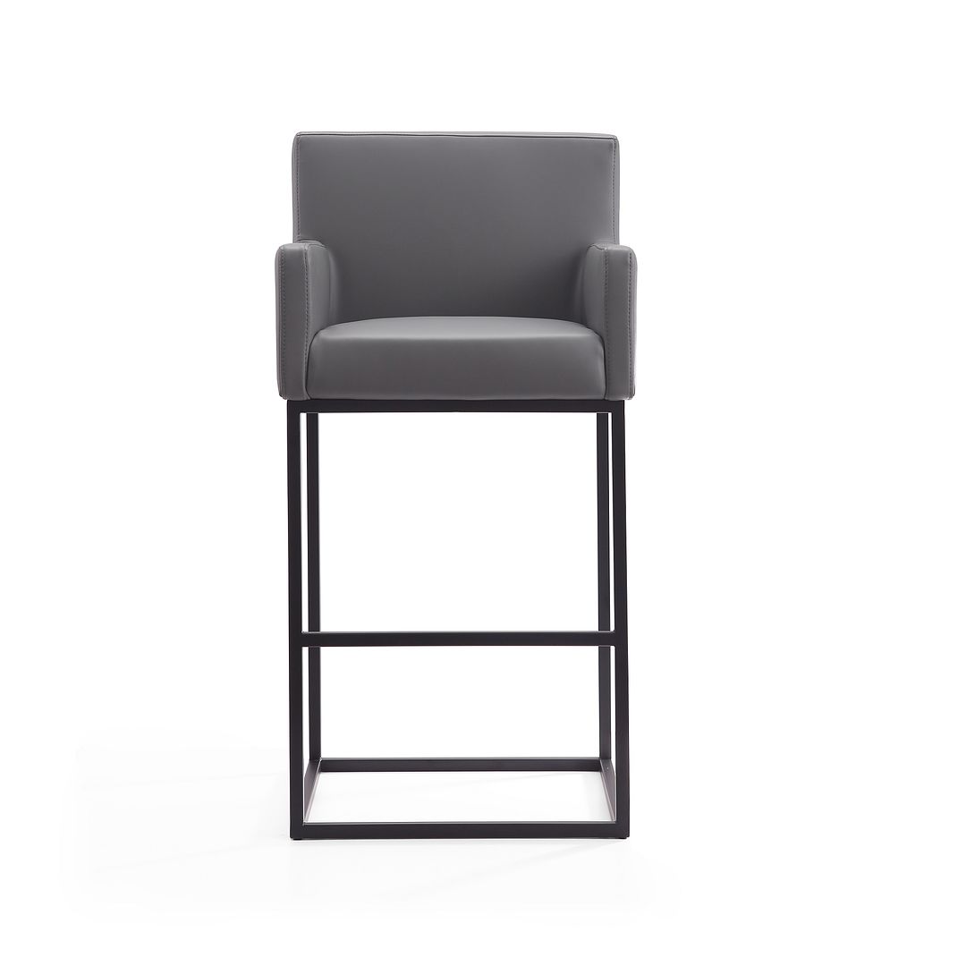 Manhattan Comfort Ambassador 42"H Gray & Black Metal Barstool