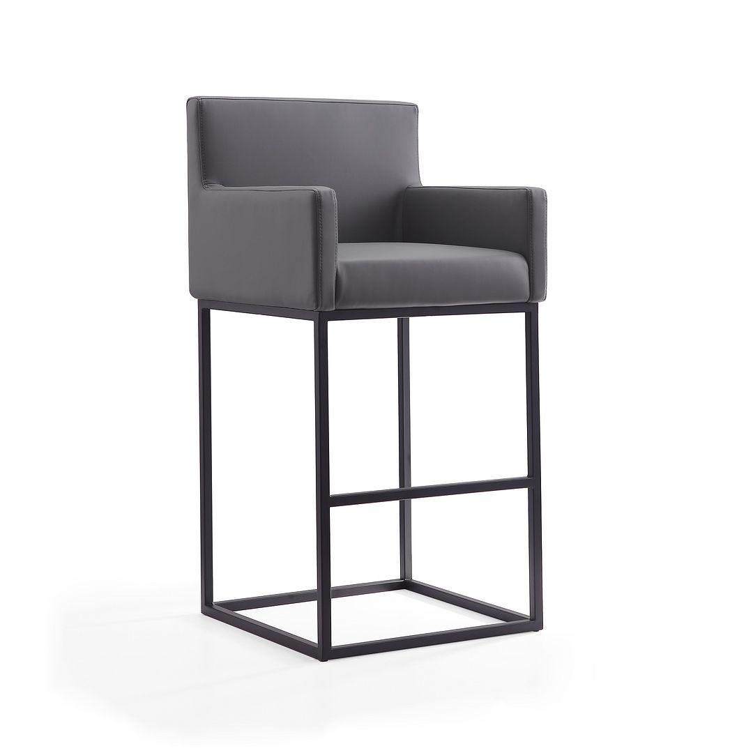 Manhattan Comfort Ambassador 42"H Gray & Black Metal Barstool