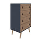 Manhattan Comfort Amber 54" Matte Blue & Nature Tall Cabinet In A Set Of 2