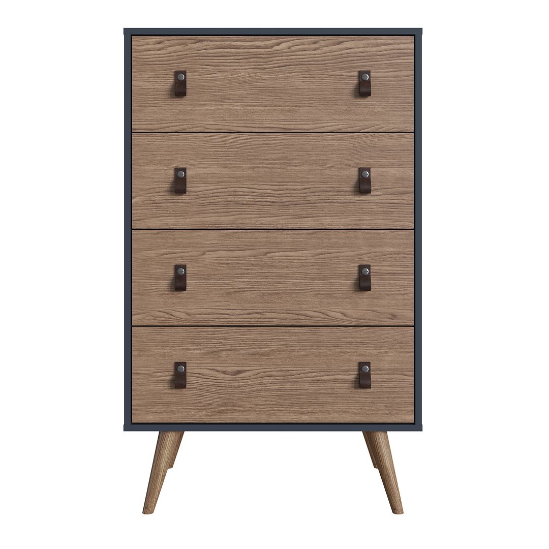 Manhattan Comfort Amber 54" Matte Blue & Nature Tall Cabinet In A Set Of 2