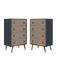 Manhattan Comfort Amber 54" Matte Blue & Nature Tall Cabinet In A Set Of 2