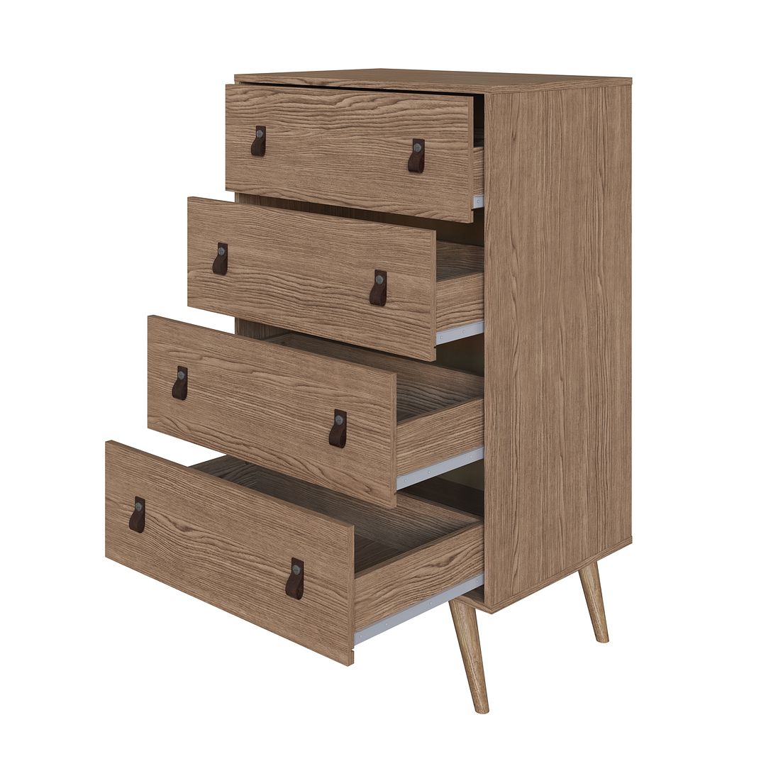 Manhattan Comfort Amber 54" Matte Nature Tall Cabinet In A Set Of 2