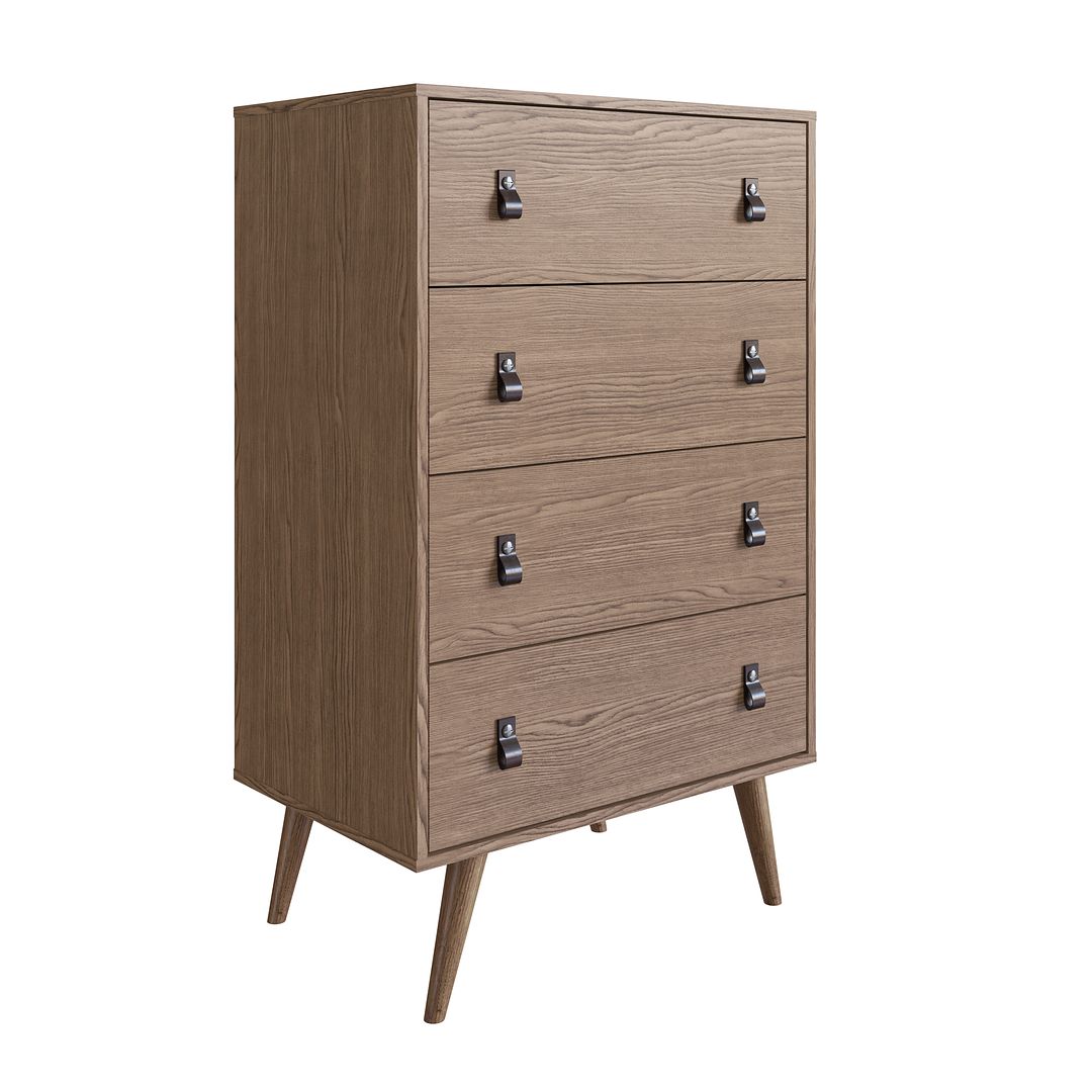 Manhattan Comfort Amber 54" Matte Nature Tall Cabinet In A Set Of 2
