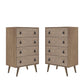 Manhattan Comfort Amber 54" Matte Nature Tall Cabinet In A Set Of 2
