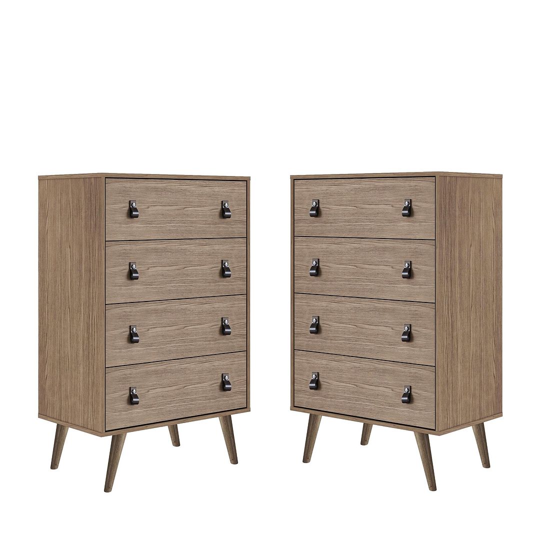 Manhattan Comfort Amber 54" Matte Nature Tall Cabinet In A Set Of 2