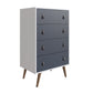 Manhattan Comfort Amber 54" Matte White & Blue Tall Cabinet In A Set Of 2