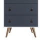 Manhattan Comfort Amber 54" Matte White & Blue Tall Cabinet In A Set Of 2