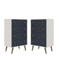 Manhattan Comfort Amber 54" Matte White & Blue Tall Cabinet In A Set Of 2