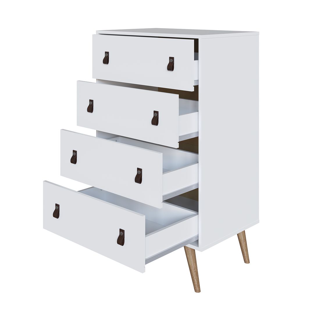 Manhattan Comfort Amber 54" Matte White Tall Cabinet In A Set Of 2