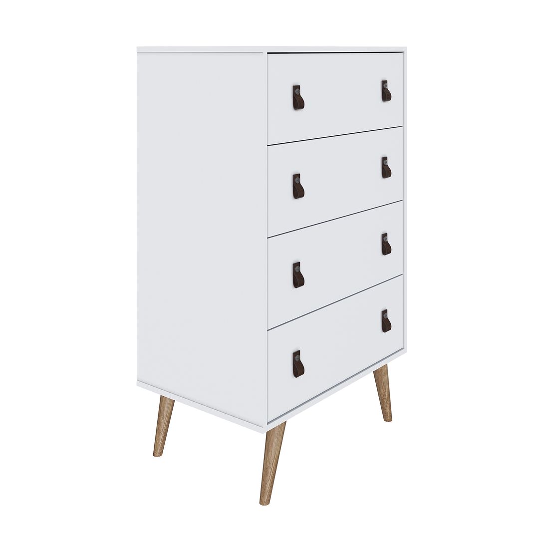 Manhattan Comfort Amber 54" Matte White Tall Cabinet In A Set Of 2