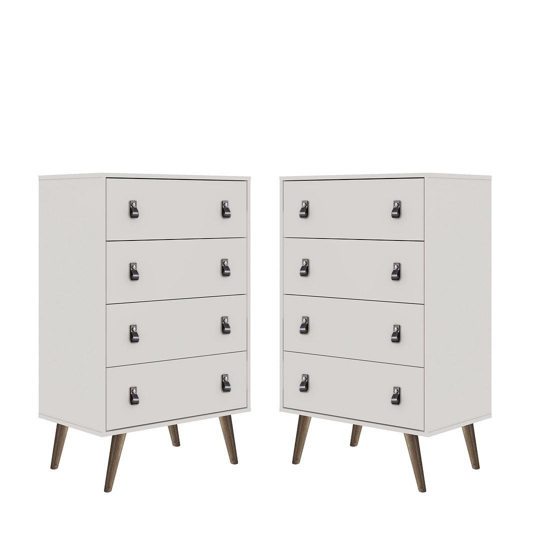 Manhattan Comfort Amber 54" Matte White Tall Cabinet In A Set Of 2