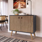 Manhattan Comfort Amber Accent Cabinet With Faux Leather Handles In Blue & Nature