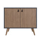 Manhattan Comfort Amber Accent Cabinet With Faux Leather Handles In Blue & Nature