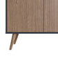 Manhattan Comfort Amber Accent Cabinet With Faux Leather Handles In Blue & Nature