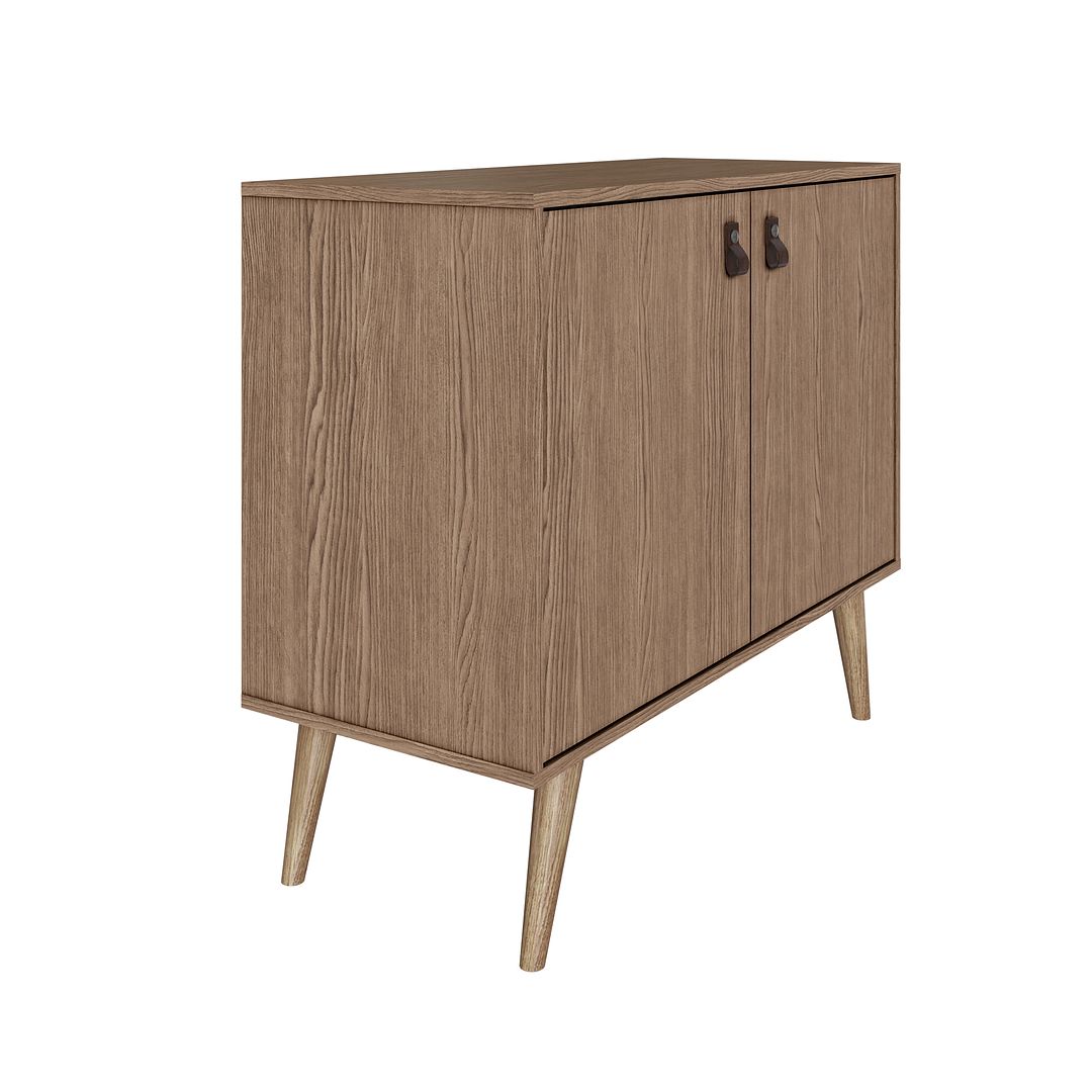 Manhattan Comfort Amber Accent Cabinet With Faux Leather Handles In Nature