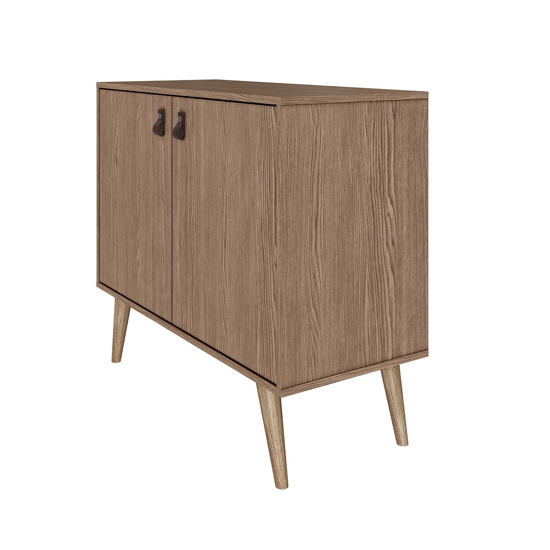 Manhattan Comfort Amber Accent Cabinet With Faux Leather Handles In Nature