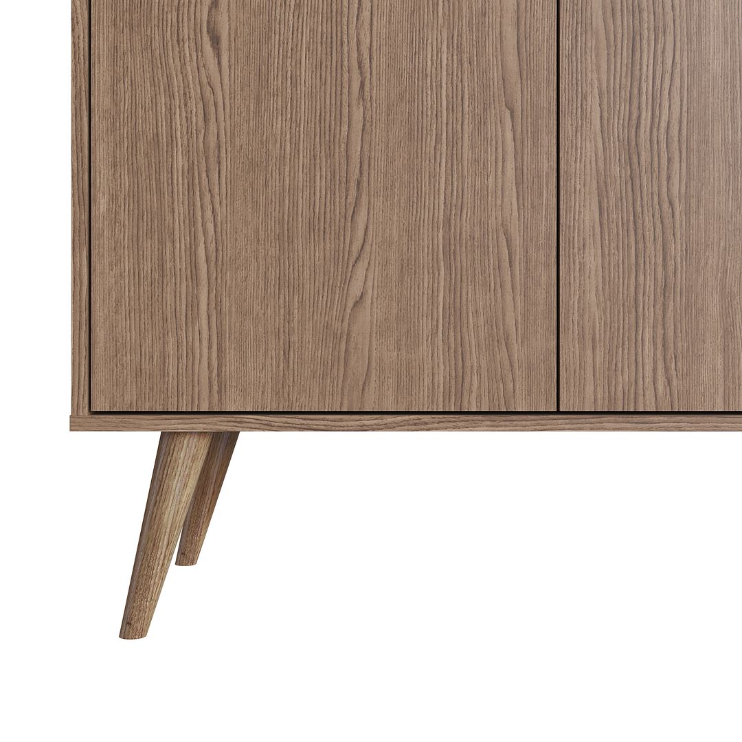 Manhattan Comfort Amber Accent Cabinet With Faux Leather Handles In Nature